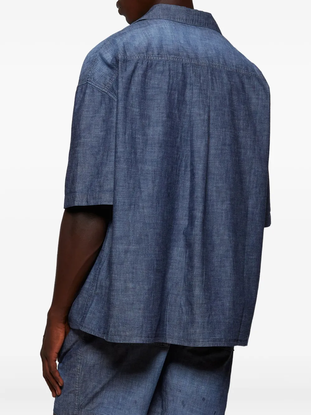 Loewe Embroidered-pocket Short-sleeve Shirt In Blue