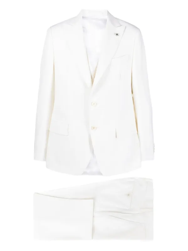 Lardini Three-piece Wool Suit in White