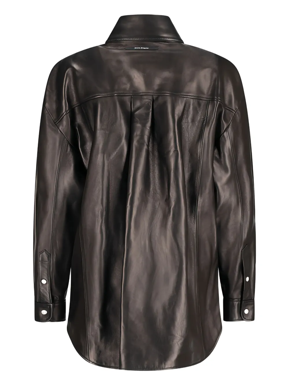 Palm Angels long-sleeves leather overshirt - Zwart