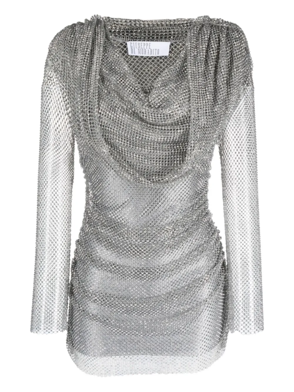 Giuseppe Di Morabito rhinestone-embellished hooded mini dress | Grey | Image 1