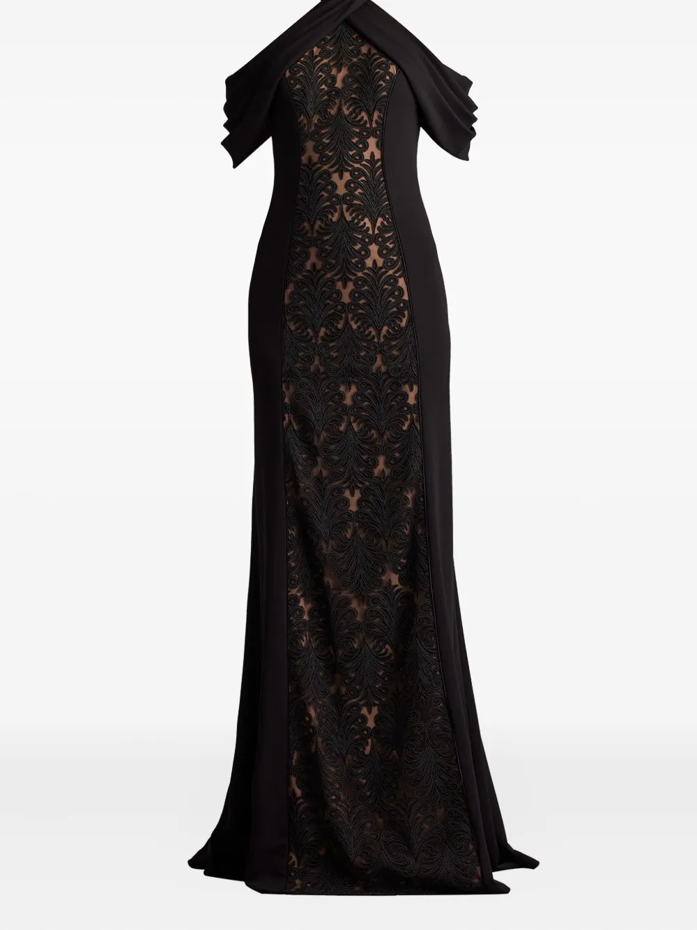 Tadashi Shoji Off-shoulder jurk met geborduurd kant - Zwart
