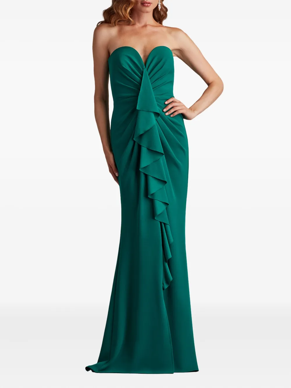 Tadashi Shoji Avondjurk met ruches - Groen