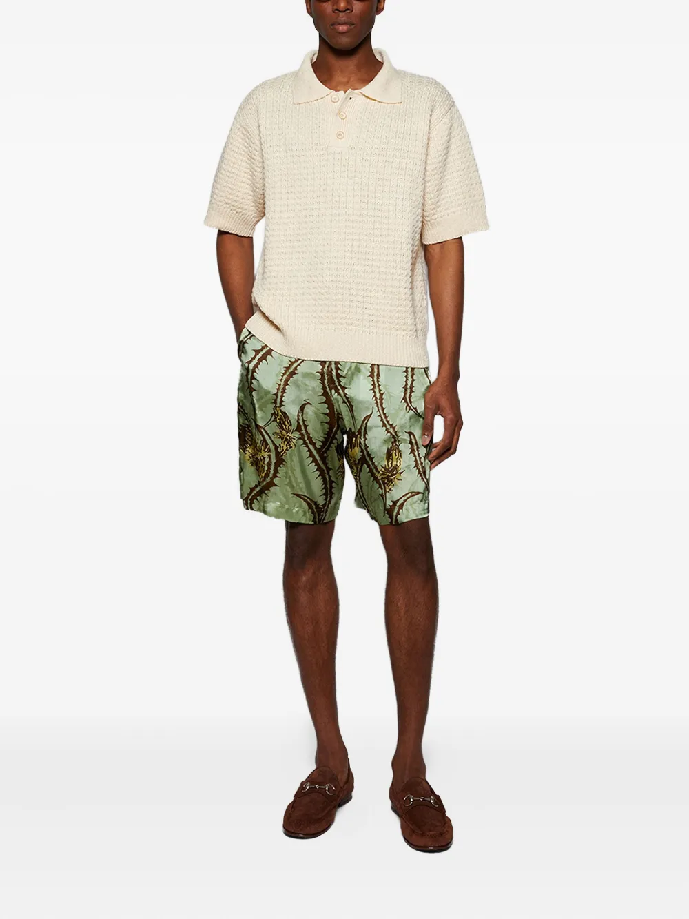 The Elder Statesman textured polo shirt - Beige