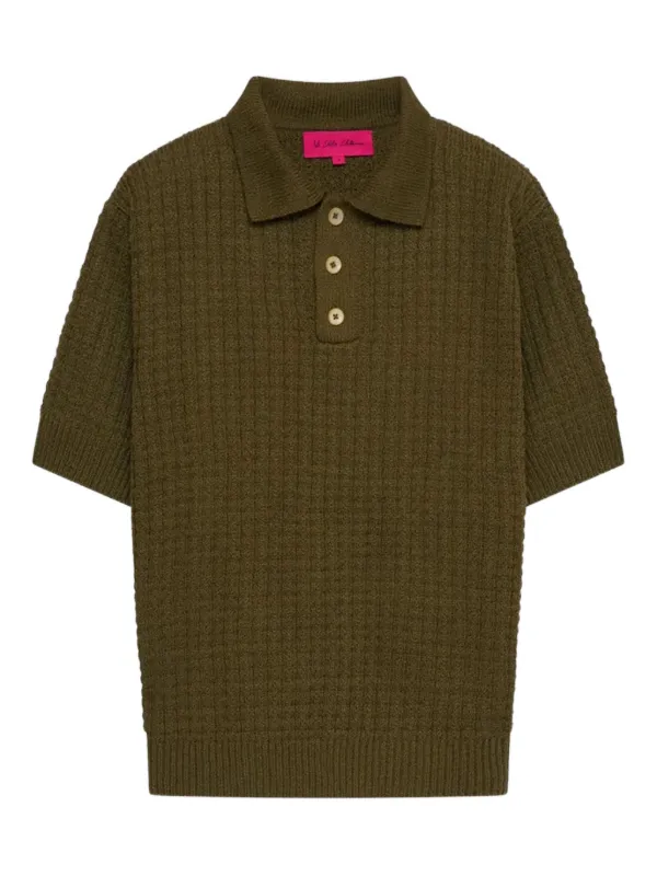 The Elder Statesman Knit Polo Shirt in Green