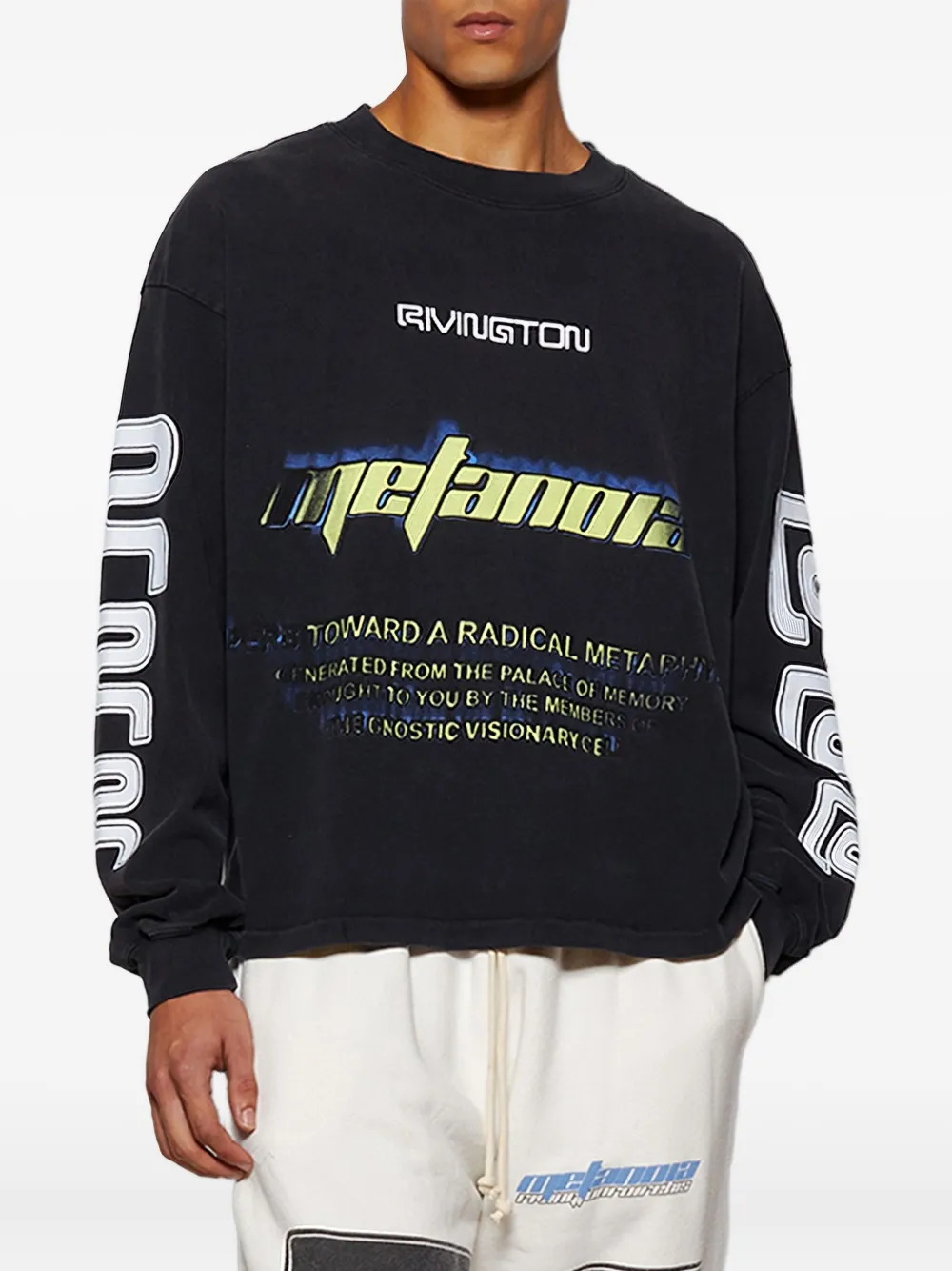RRR123 radical paper garden long-sleeve T-shirt | Black | Image 1