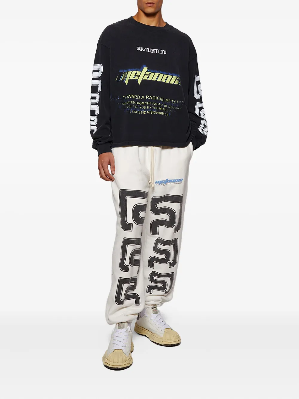 RRR123 radical paper garden long-sleeve T-shirt - Zwart