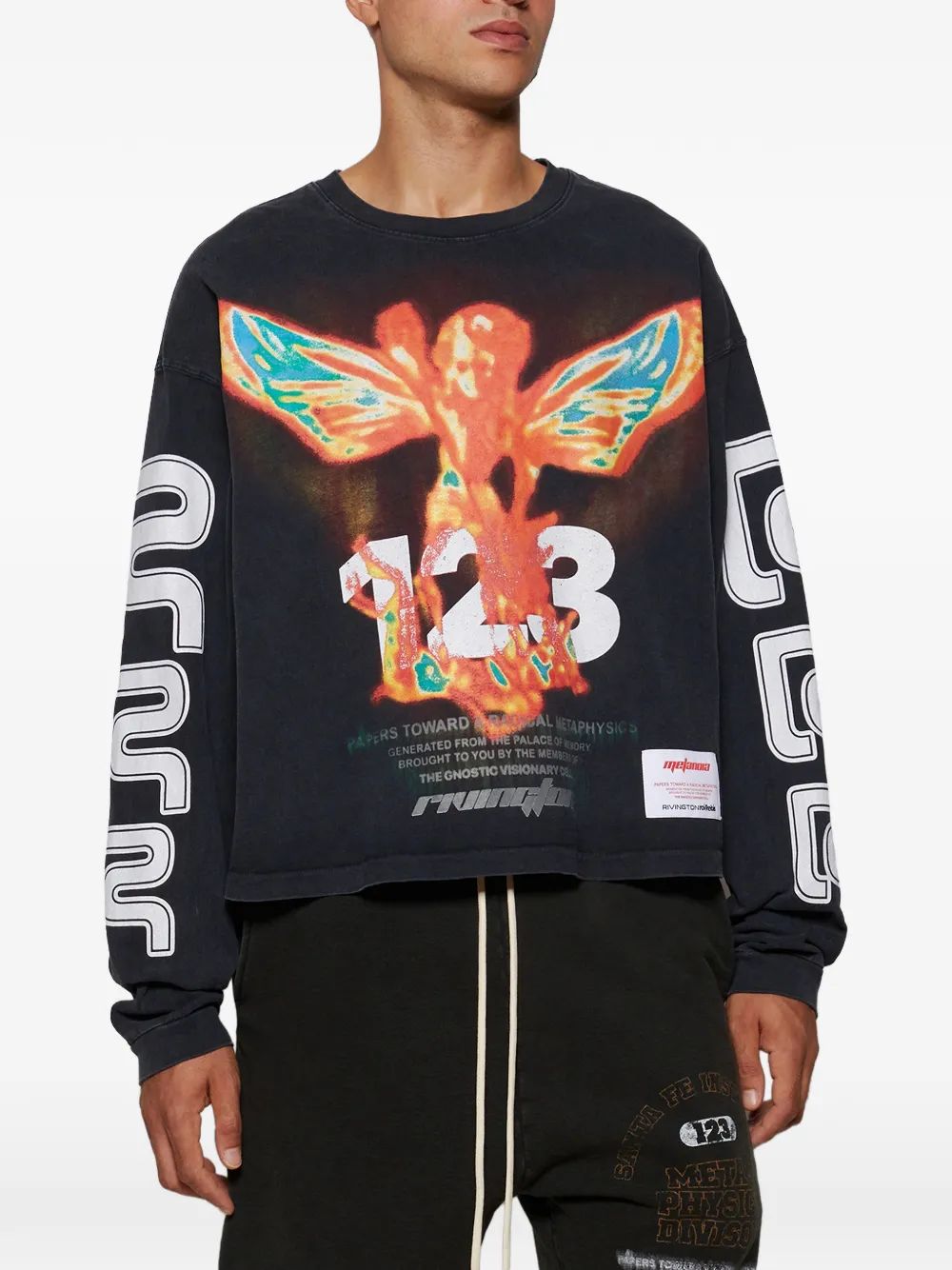 RRR123 long-sleeve graphic T-shirt Zwart