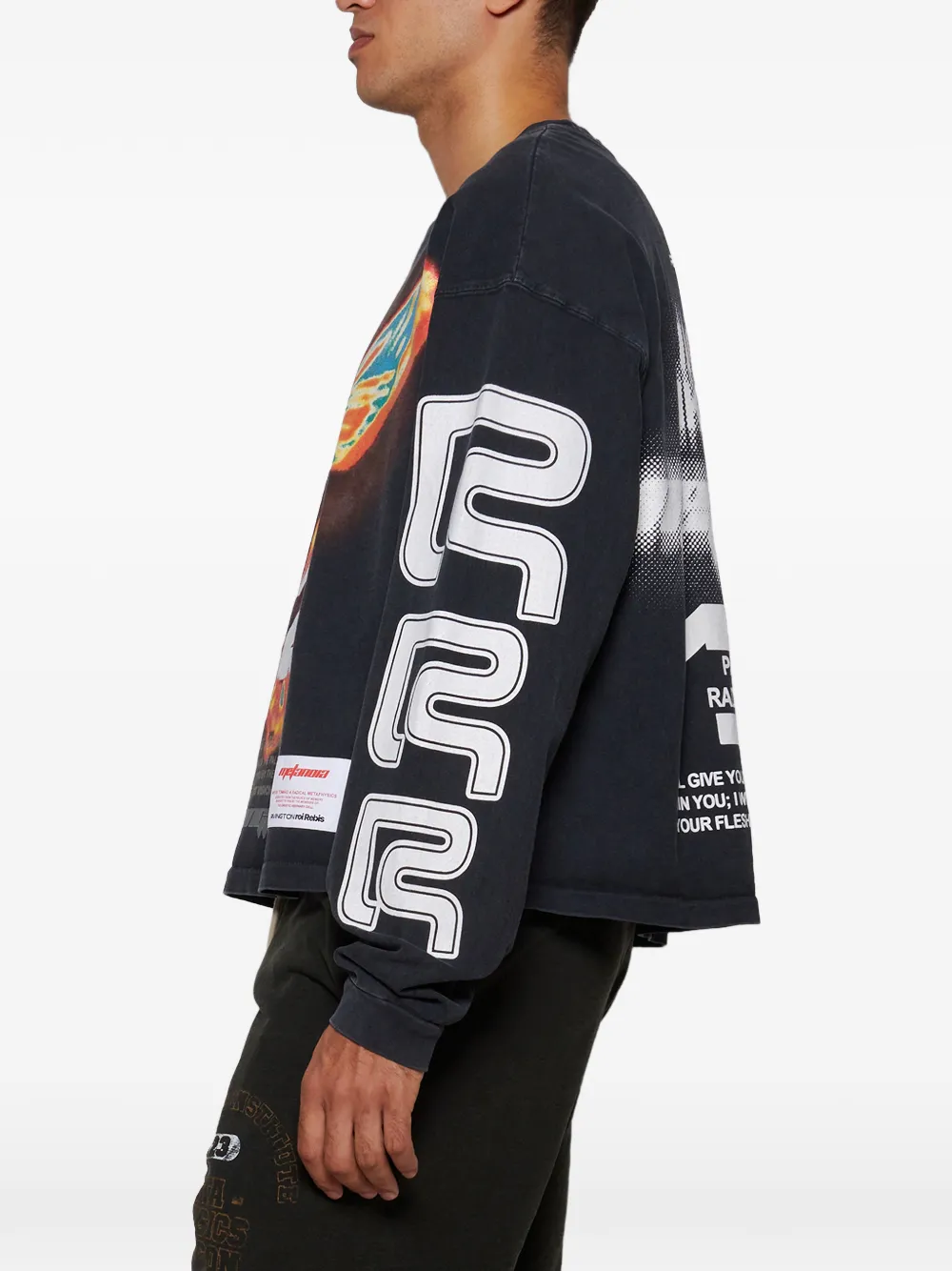 RRR123 long-sleeve graphic T-shirt Zwart