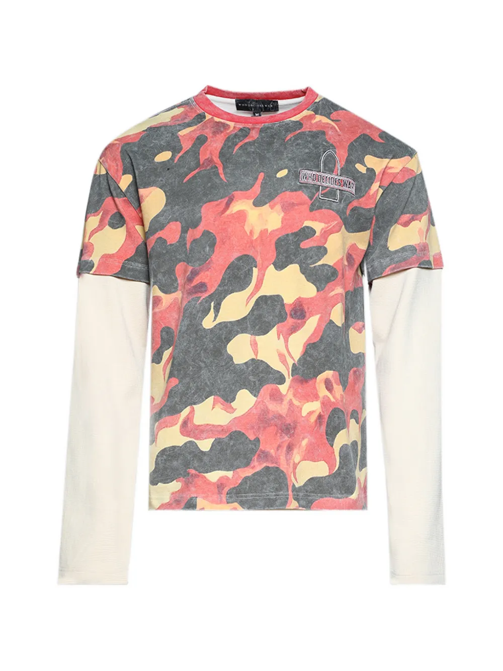 Who Decides War printed double jersey - Rosso