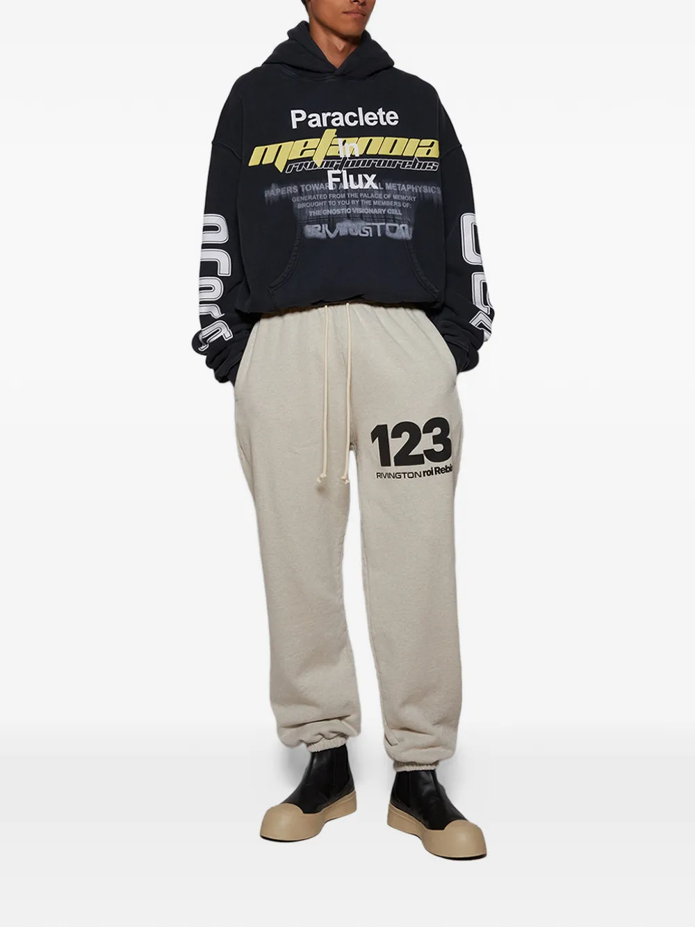 RRR123 graphic-print Track pants - Beige