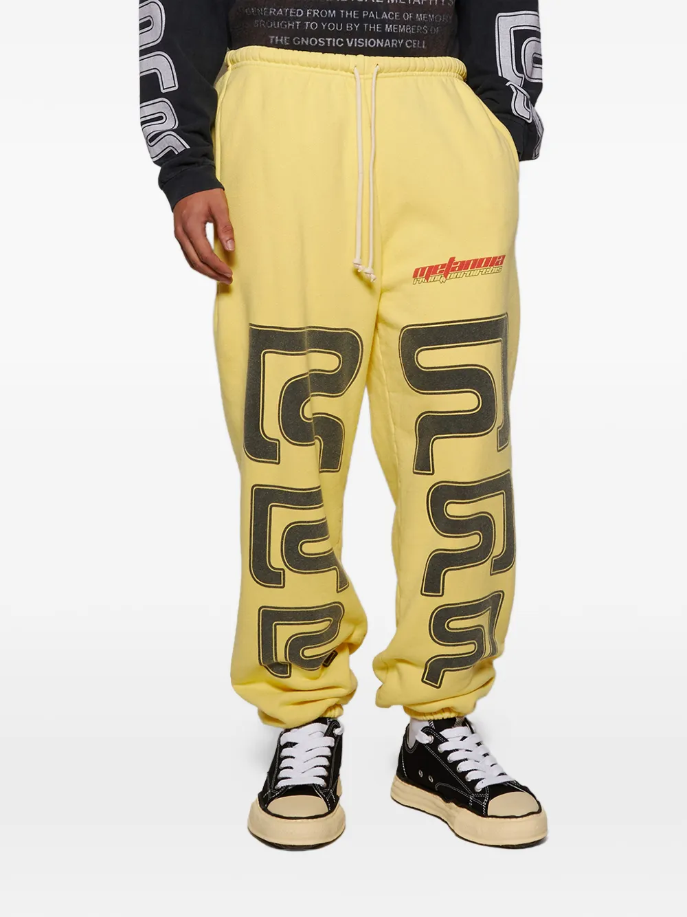  Rrr123 Drawstring Graphic-print Trousers - Yellow 