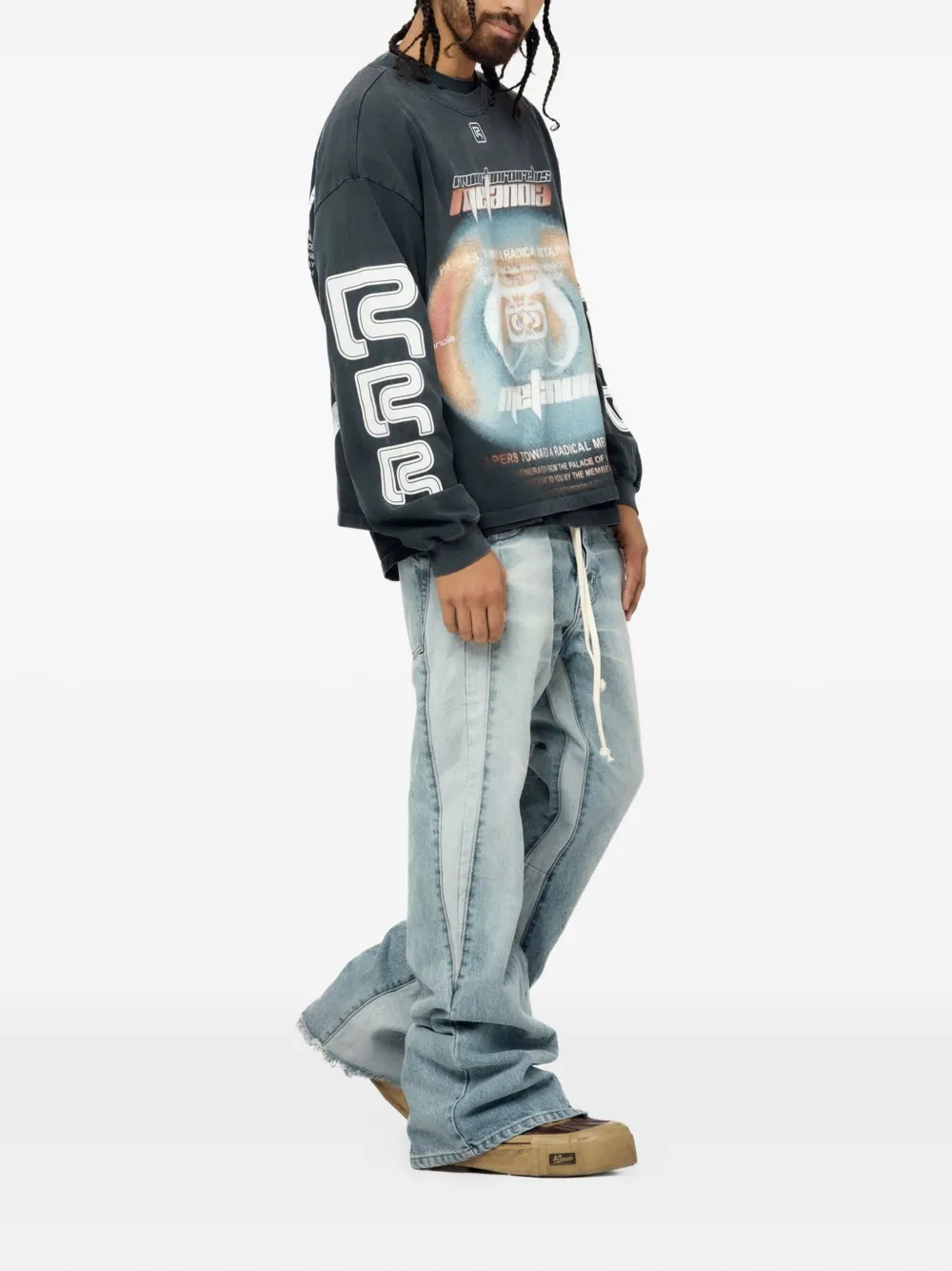 RRR123 Divinity Paper Garden long-sleeve T-shirt - Zwart