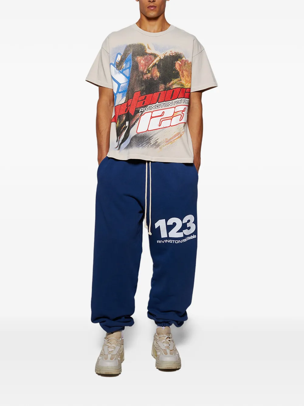 RRR123 drawstring graphic-print trousers | Sweatpants | Image 2
