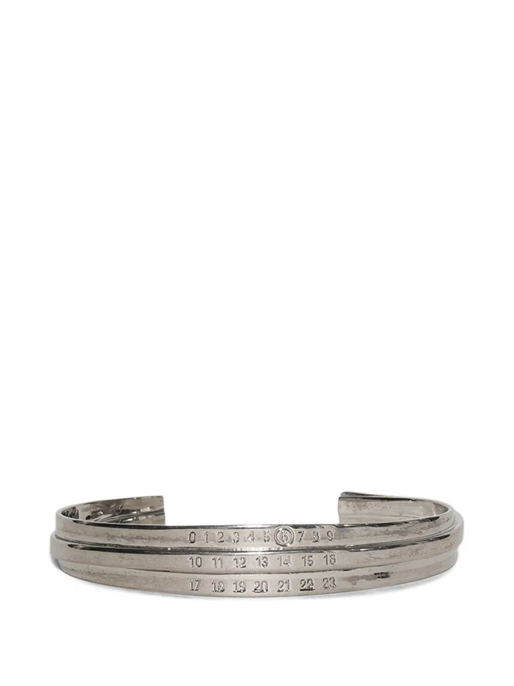 MM6 Maison Margiela enamel logo cuff bracelet - Argento