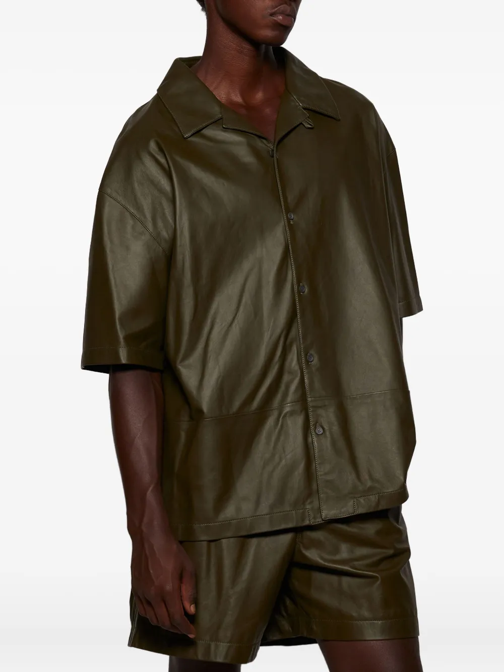  Loewe Short-sleeve Leather Shirt - Green 