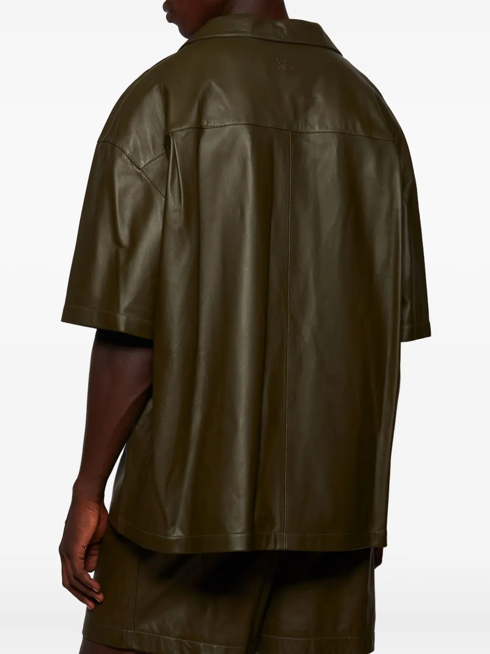 short-sleeve leather shirt