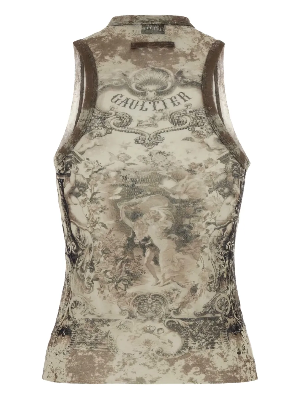 Shop Jean Paul Gaultier Graphic-print Sleeveless Top