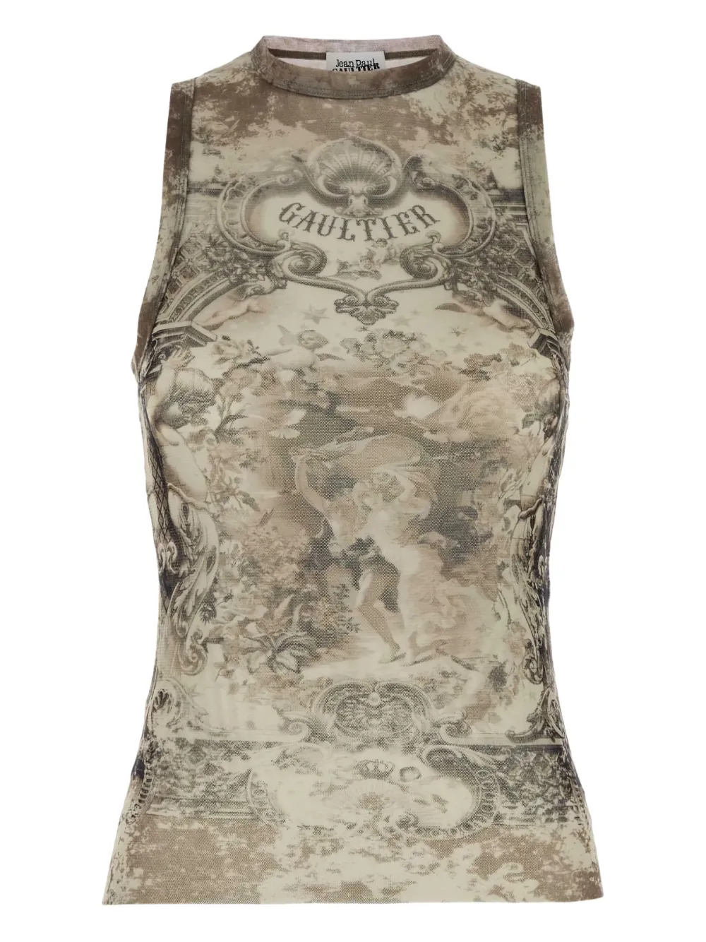 Shop Jean Paul Gaultier Graphic-print Sleeveless Top