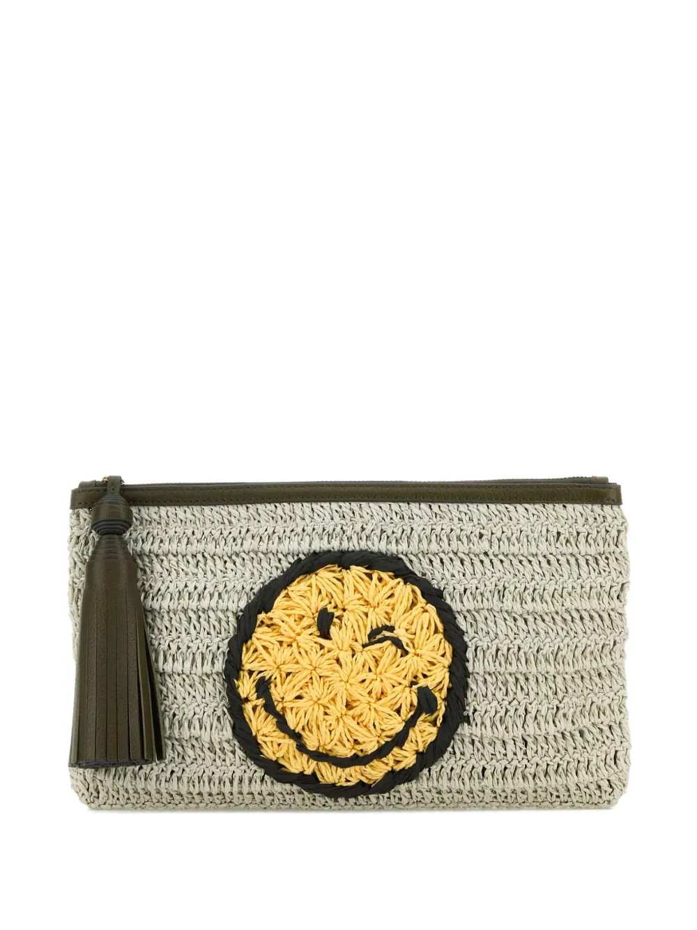Anya Hindmarch crochet smiley-logo clutch bag - Toni neutri