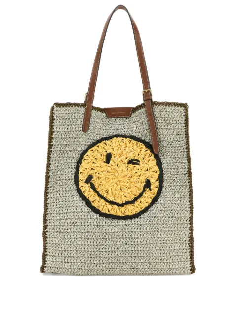 Anya Hindmarch 스마일 모티프 우븐 토트 백