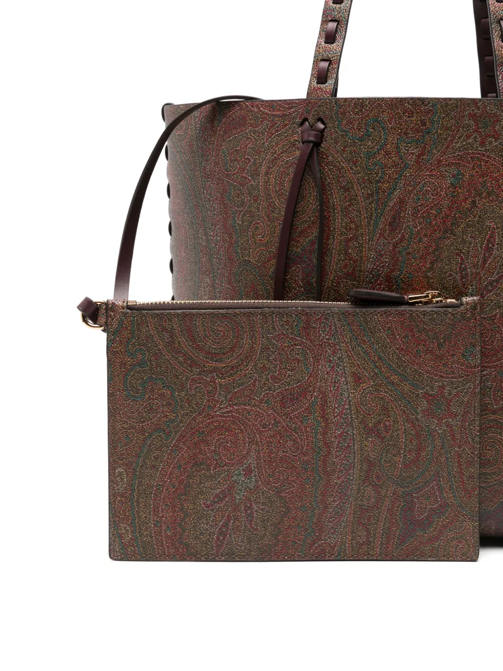 Etro Paisley-pattern Braided-handle Tote Bag In Brown