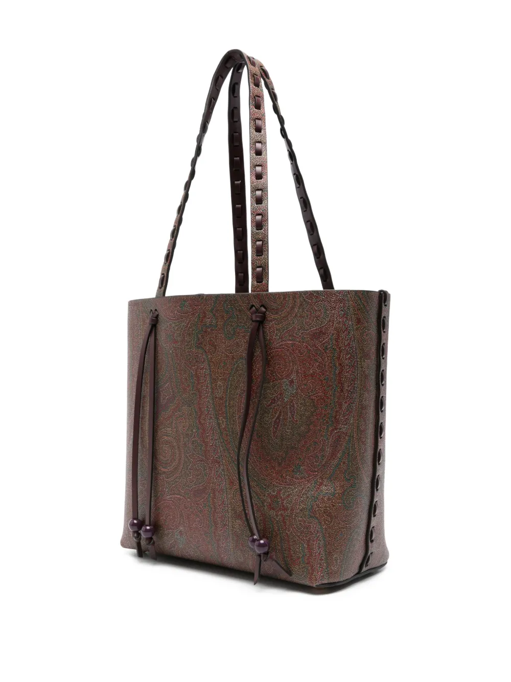 Etro Paisley-pattern Braided-handle Tote Bag In Brown