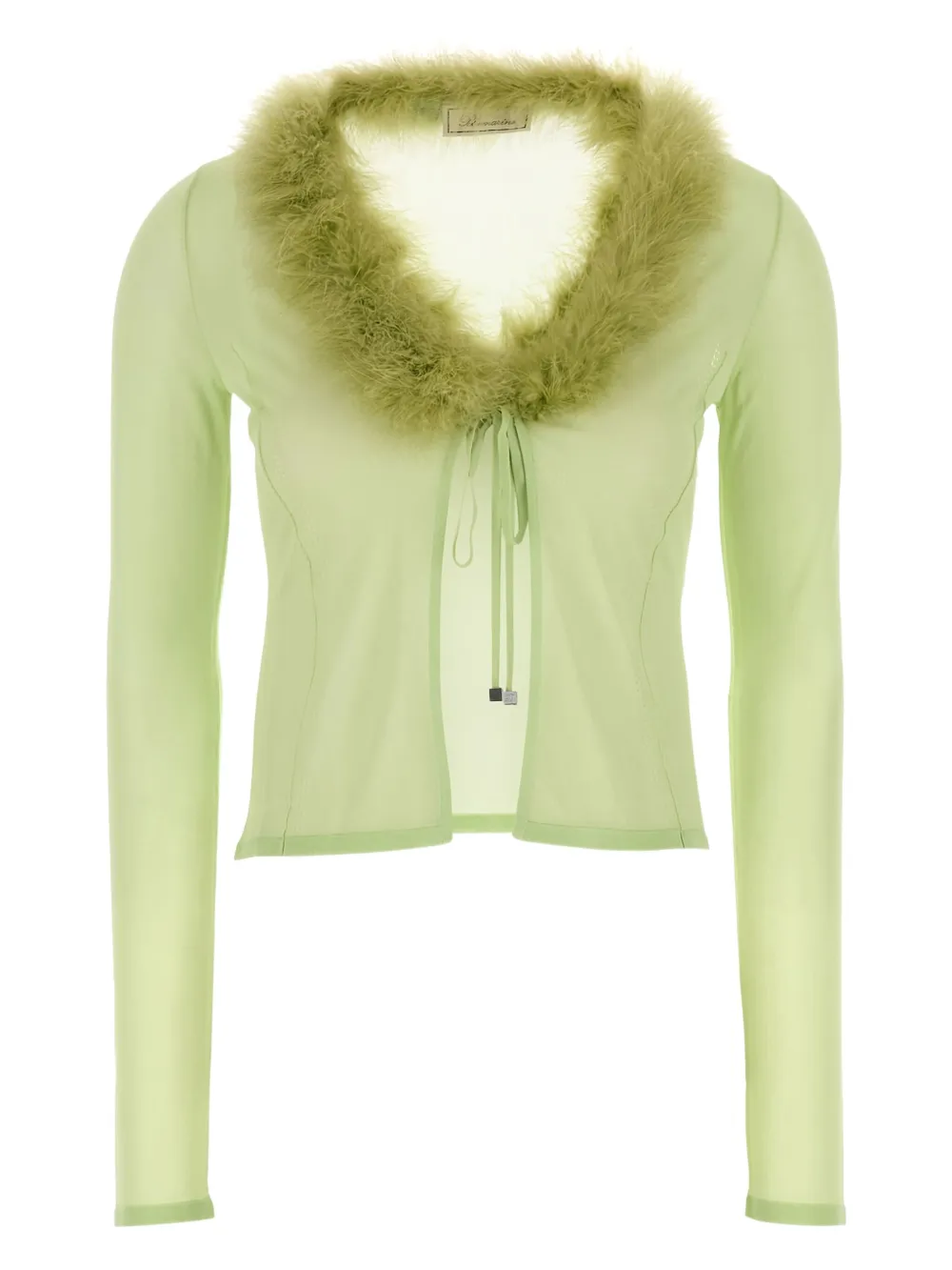 Blumarine faux-fur collar cardigan | Green | Image 1