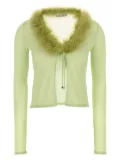 Blumarine faux-fur collar cardigan - Green