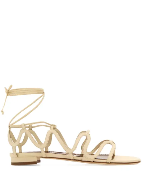 Manolo Blahnik Fawda leather flat sandals