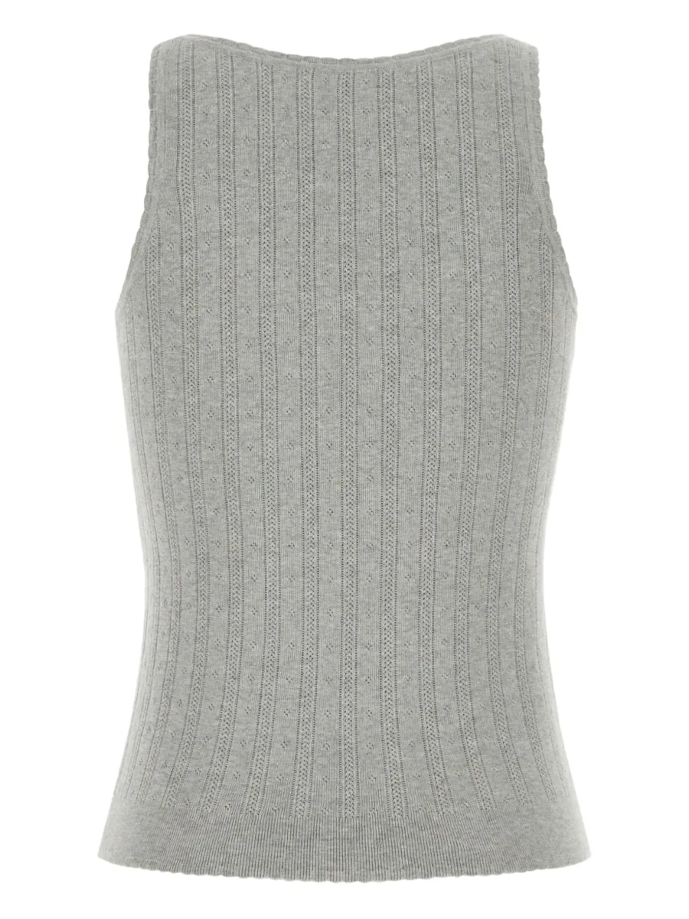 Miu Miu Ribbed Cotton Tank Top In Gray