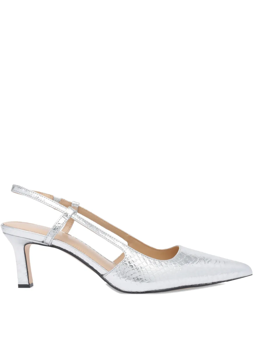 Michael Kors 60mm leather slingback pumps Silver