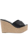 Jimmy Choo 100mm leather wedge espadrille sandals - Black