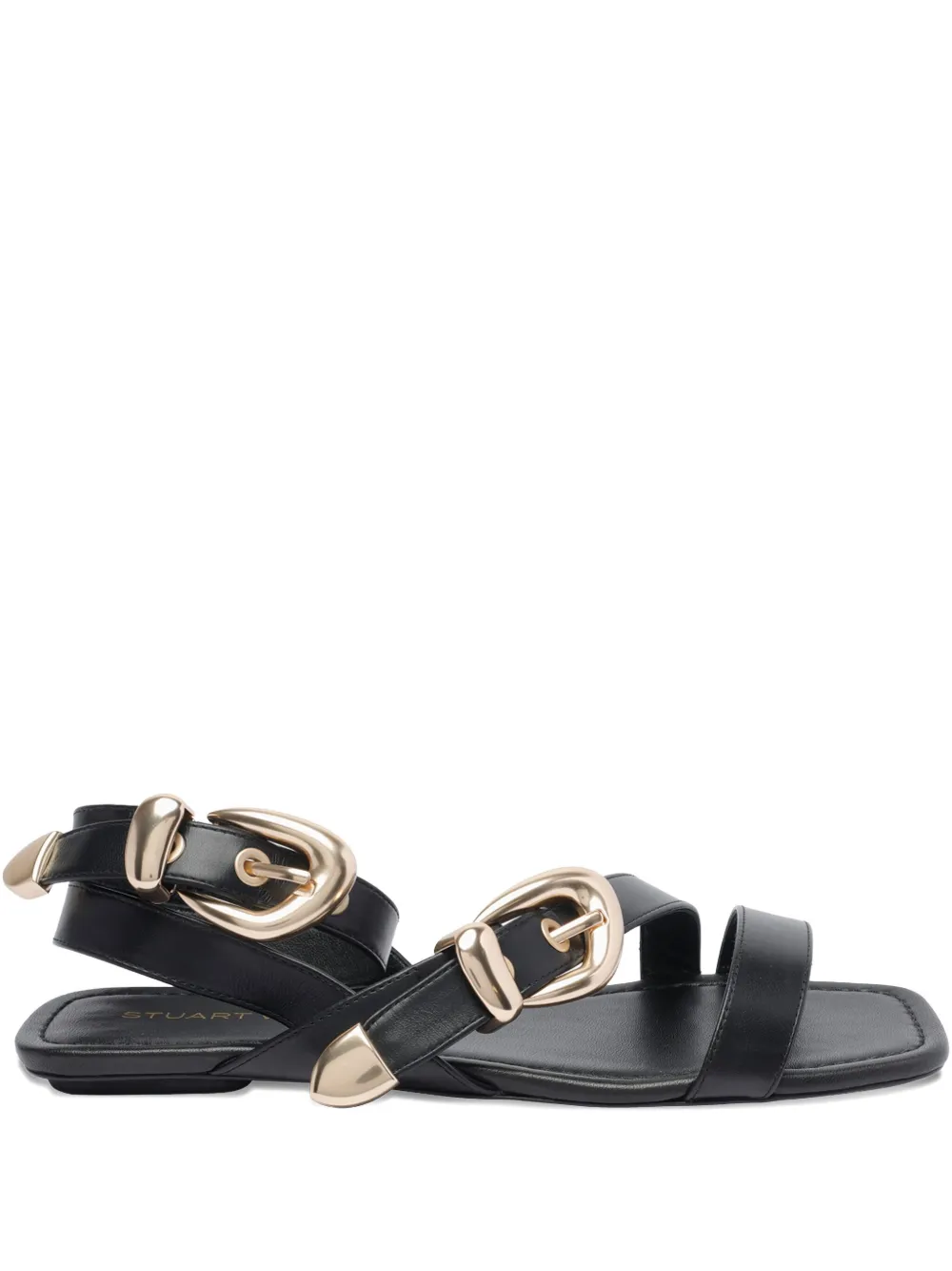 Stuart Weitzman leather flat sandals Black