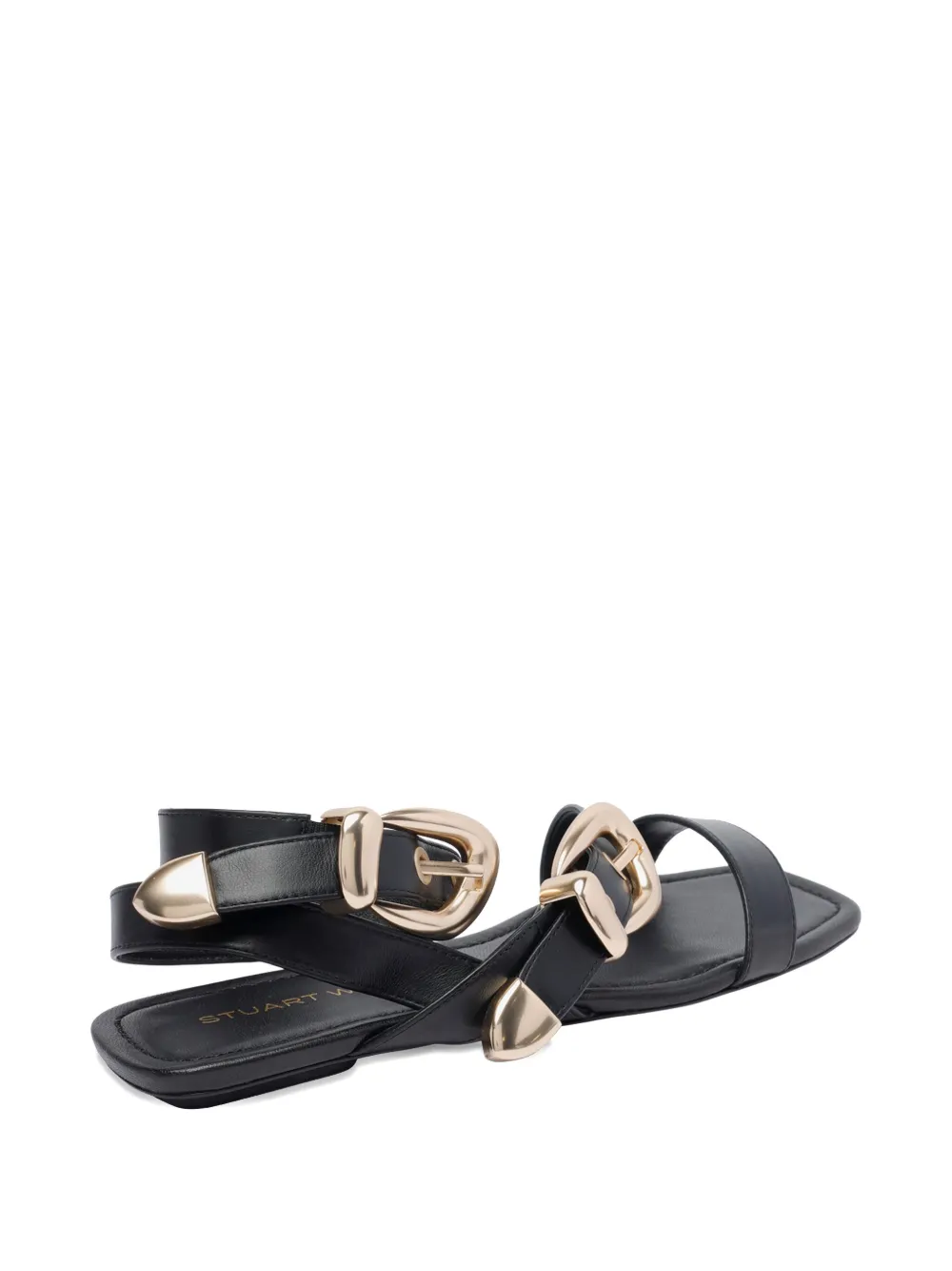 Stuart Weitzman leather flat sandals Black