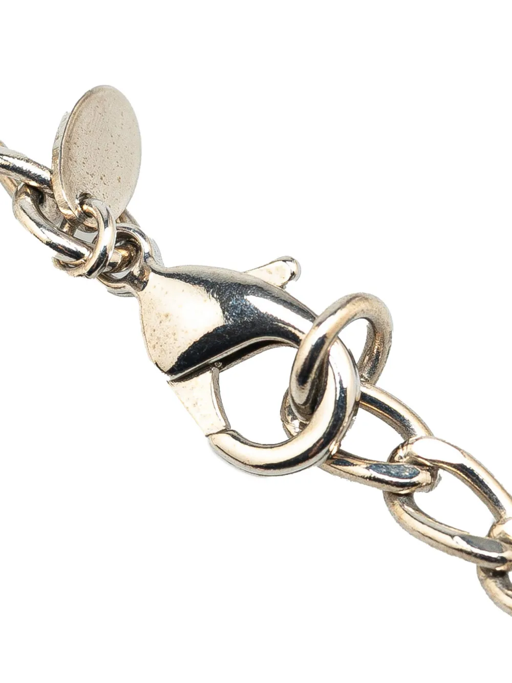 Pre-owned Chanel 2004 Silver And Resin Cc Camellia Pendant Necklace Costume Necklace