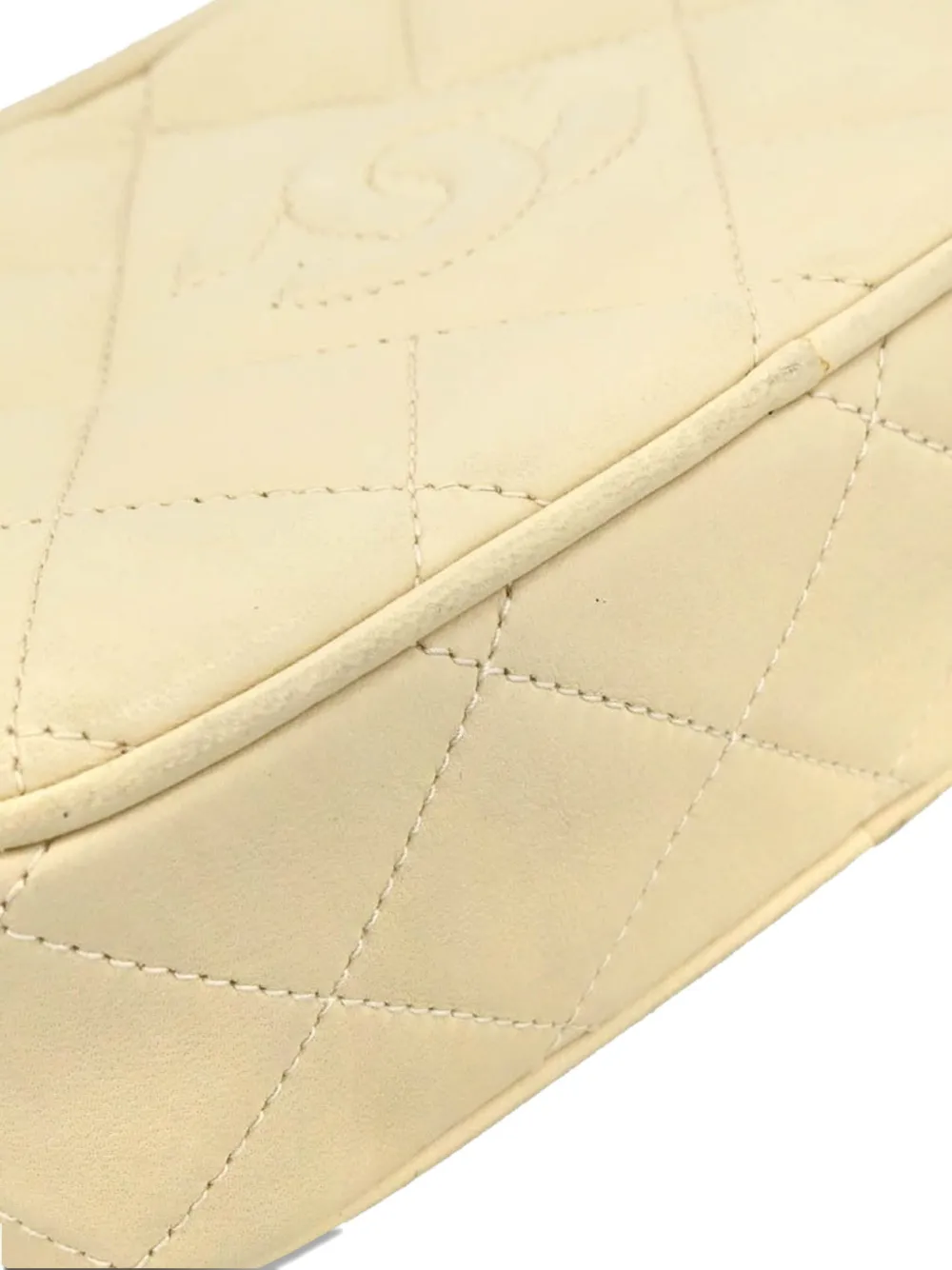 Pre-owned Chanel 1992 Quilted Cc Camera Bag In Neutral