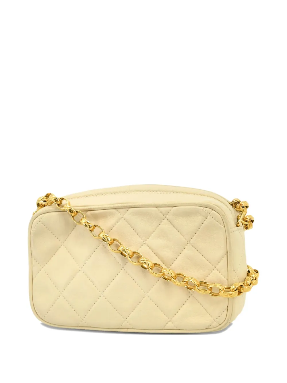 Pre-owned Chanel 1992 Quilted Cc Camera Bag In Neutral
