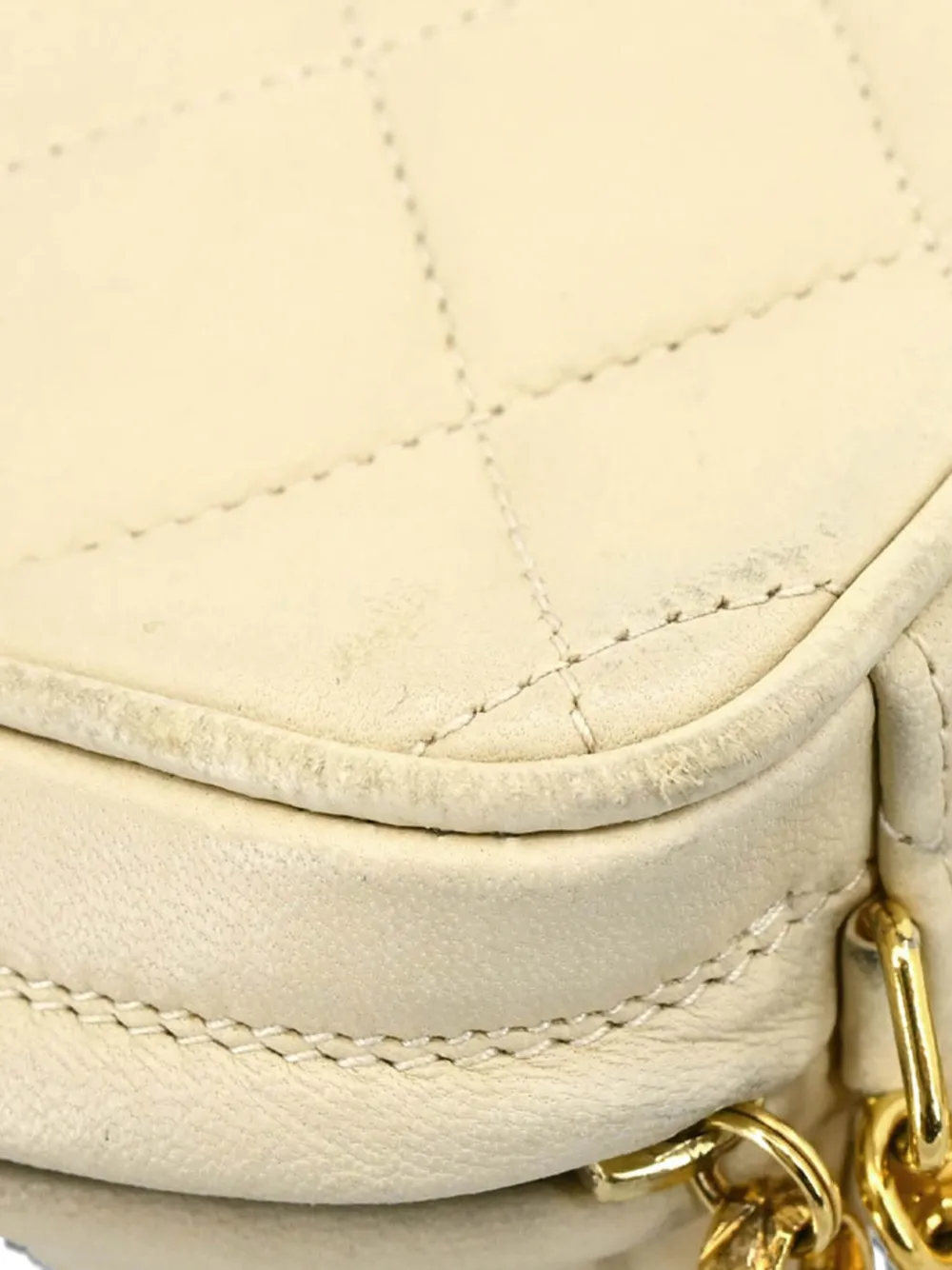 Pre-owned Chanel 1992 Quilted Cc Camera Bag In Neutral