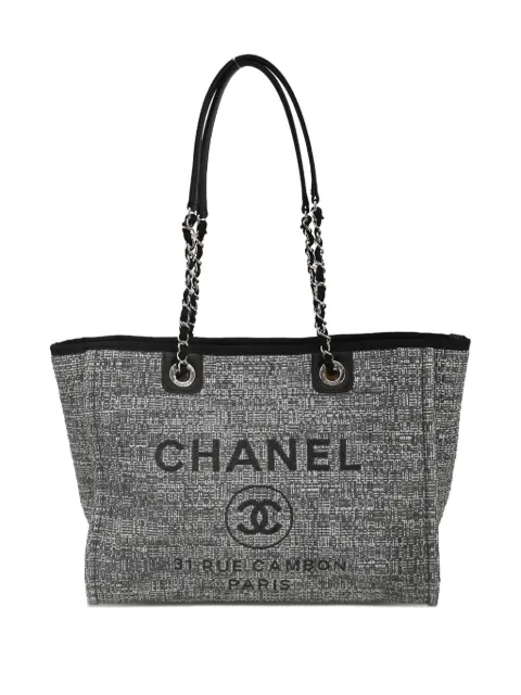 CHANEL Pre-Owned 2017 small Deauville canvas tote bag
