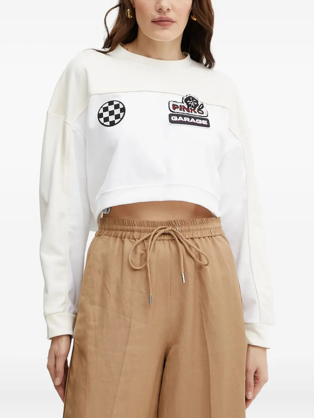PINKO Sweater met colourblocking en patch Wit