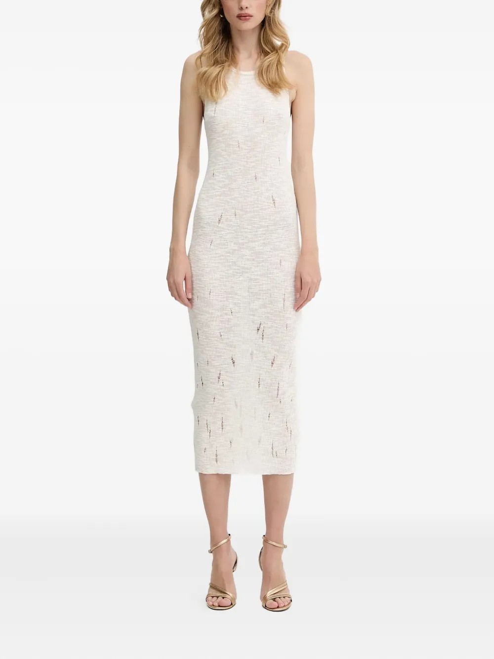 PINKO Geribbelde midi-jurk Wit