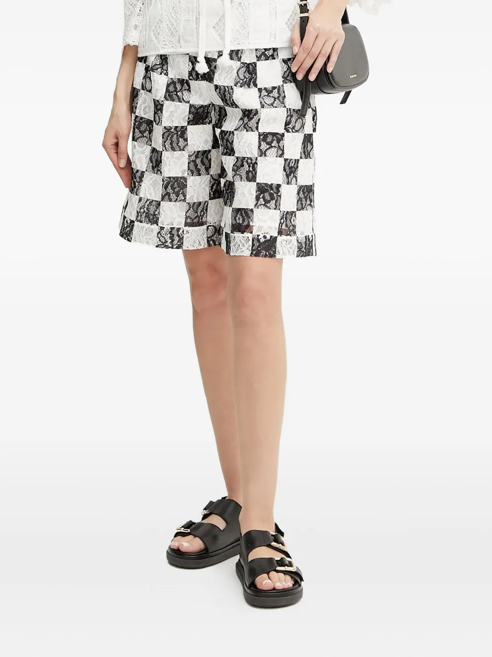 checkerboard lace shorts