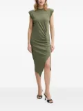 PINKO padded-shoulder side-split midi dress - Green