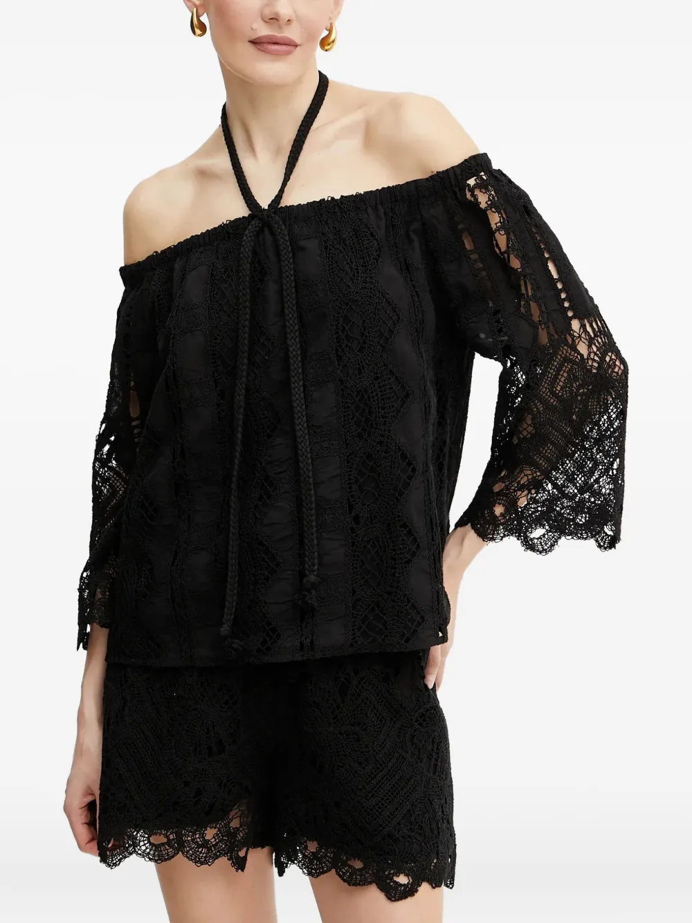 off-shoulder lace top