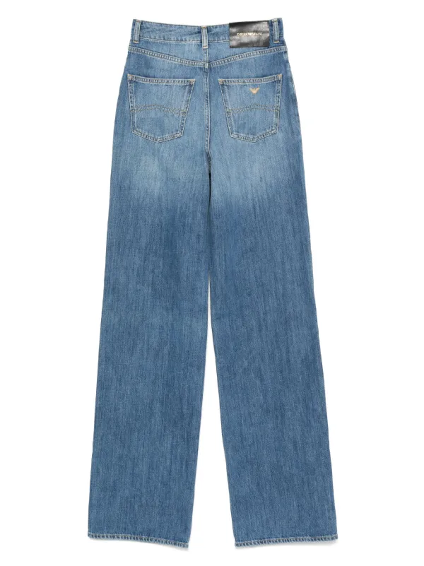 パンツ archive EMPORIO ARMANI flared denim swag Emporio Armani Calça Jeans Wide Leg Com Lavagem | Azul | FARFETCH BR