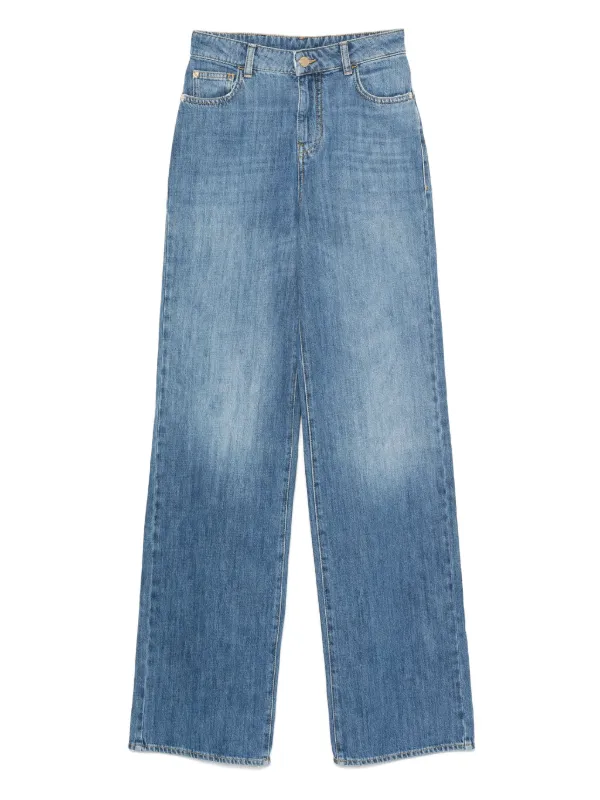 Emporio Armani Calça Jeans Wide Leg Com Lavagem | Azul | FARFETCH BR