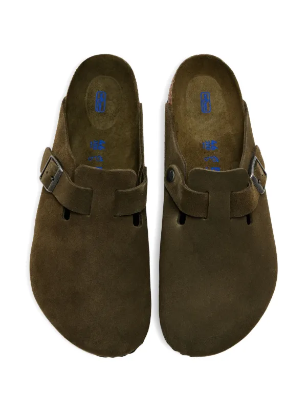 Birkenstock Boston BS Buckle Suede Clogs | Green | FARFETCH display picture 3