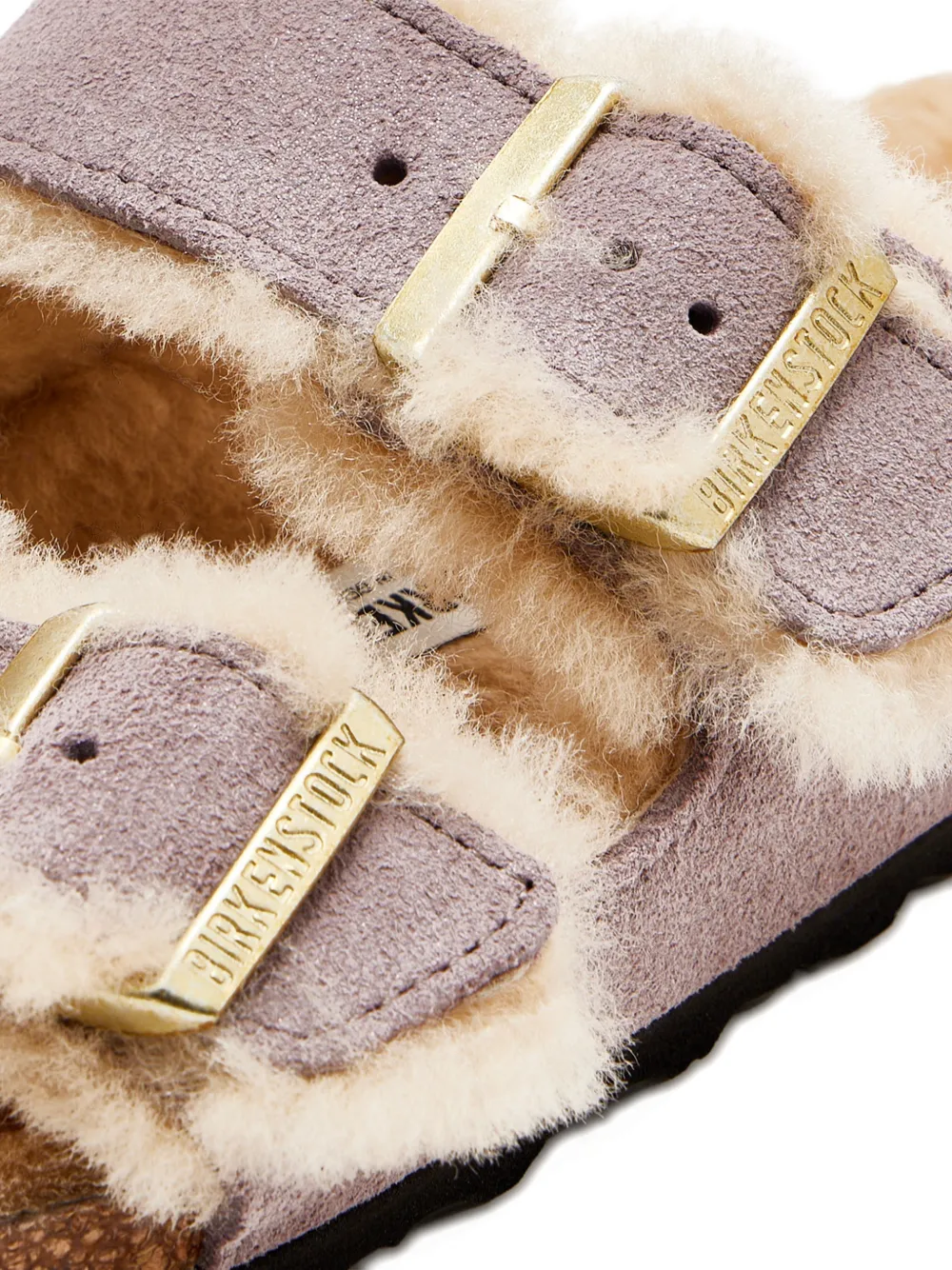 Birkenstock Arizona Buckle Shearling Sandals In Purple