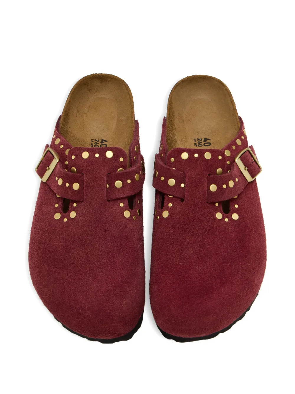Birkenstock Boston Rivets studded buckle clogs Red
