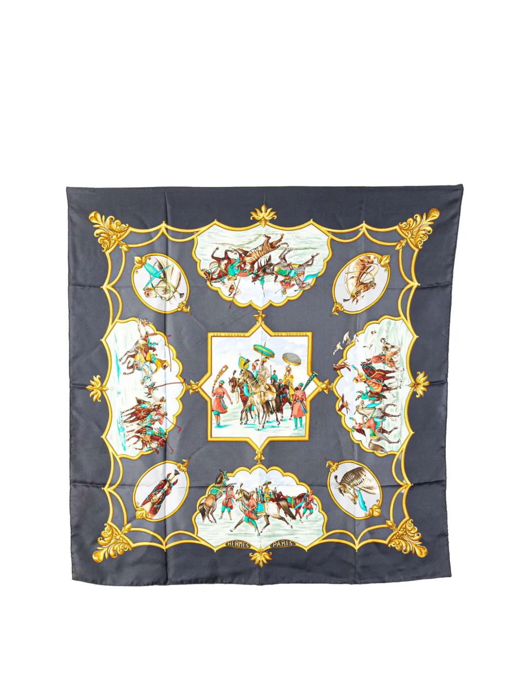 Hermès Pre-Owned foulard Les Chevaux des Moghols en soie (20e siècle) | bleu | Image 1